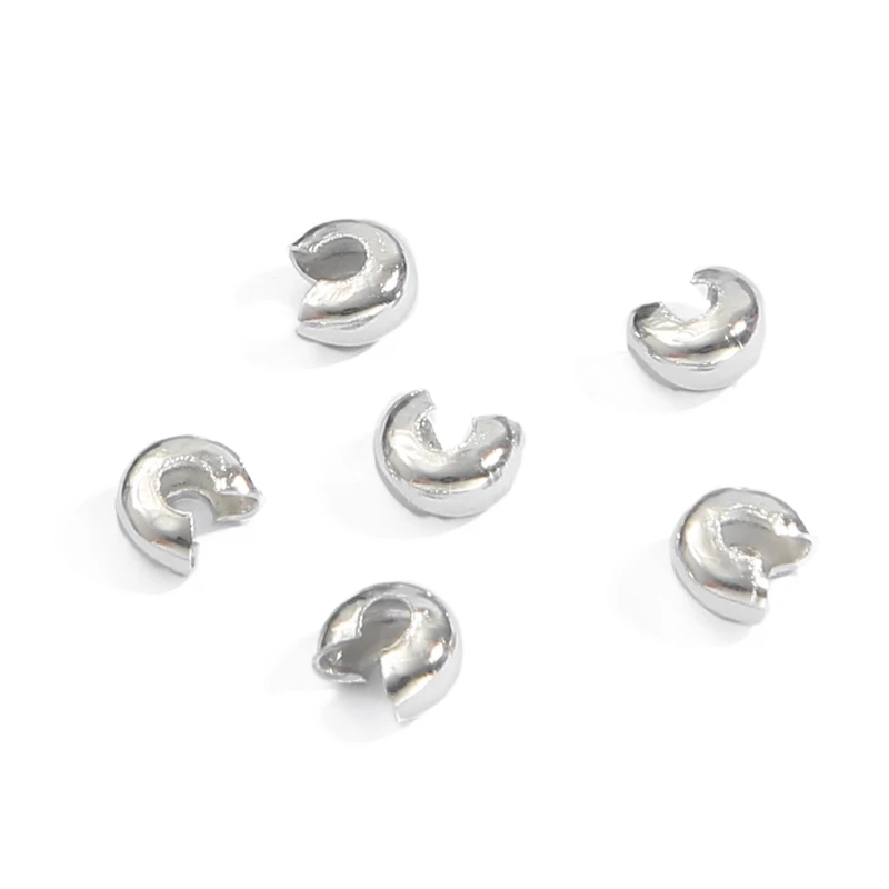 Assorted Sizes Plated Alloy Crimp Bead Covers - 100pcs Jewelry Making Accessories