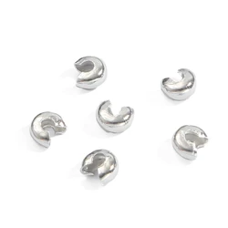 Assorted Sizes Plated Alloy Crimp Bead Covers - 100pcs Jewelry Making Accessories - 5mm (Silver plating)