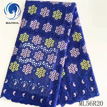 

BEAUTIFICAL Nigerian lace fabrics 5yards/lot high quality cotton dry lace fabric african voile lace embroidery for dress ML56R20