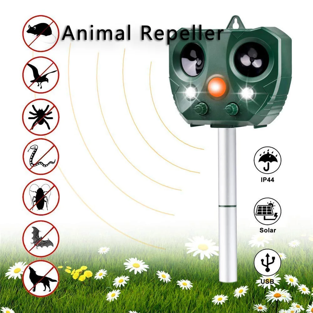 

EZ4U Solar Ultrasonic Animal Repeller,Solar Powered Waterproof Outdoor Animal Repeller Scare Wild Animals Away