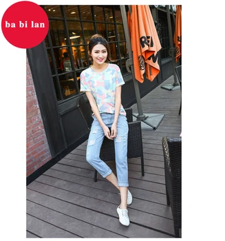 

2020 High Quality Hole Women Jeans Beggar Style Young Lady Female Harem Pants Trousers