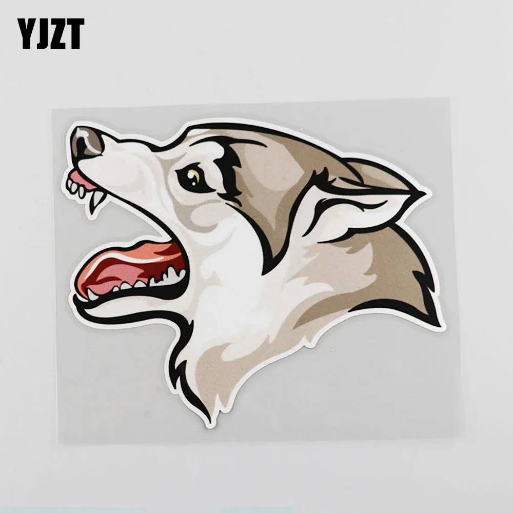 

YJZT 15.5CM*12.8CM Fashion Interesting Fierce Wolf Animals Sticker Car Decal PVC 12A-0081