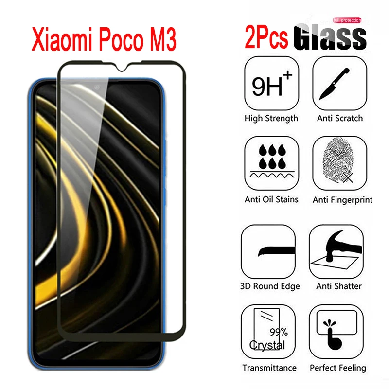 2-1Pcs Galss For Xiaomi Poco M3 M 3 M2010J19CG M2010J19CT 9H Phone Protector Cover PoKo Screen Protective Film | Мобильные телефоны