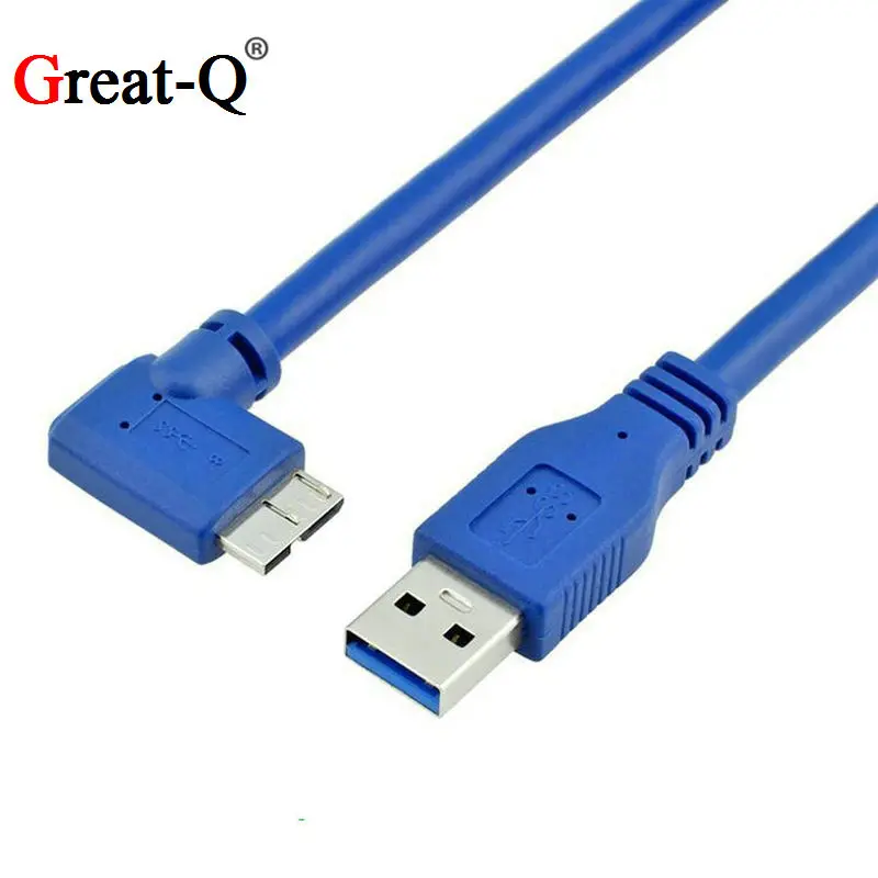 90 градусов Угловой Micro B штекер USB 3 0 Мужской компьютерный кабель для WD Passport Seagate