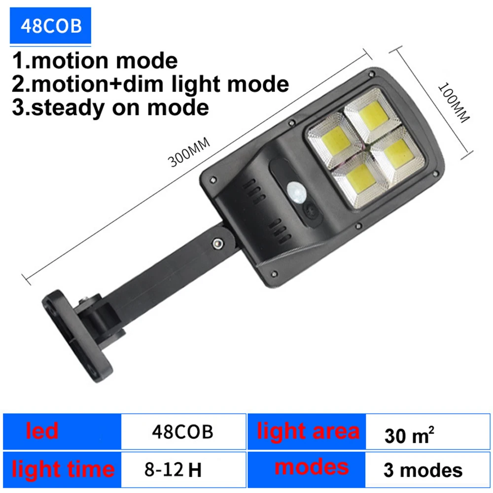 Lâmpada de Parede Emergência com Pólo Ajustável para Iluminação Solar Jardim Pir Sensor Movimento 4 Modos Exterior 3 mo Luz 120 Led 7 parede pir sensor movimento 4 modos emergência