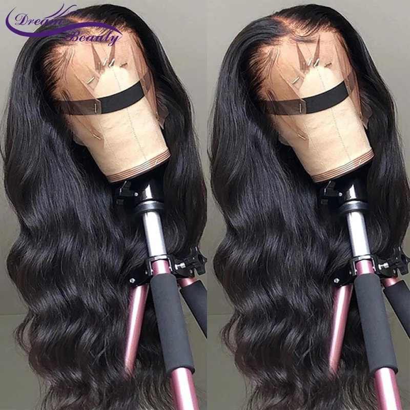 Najtaniej 13x4 peruki typu front Lace bez kleju ciało fala brazylijski nie Remy ludzki włos wstępnie oskubane włoskowate koronkowe peruki sen urody