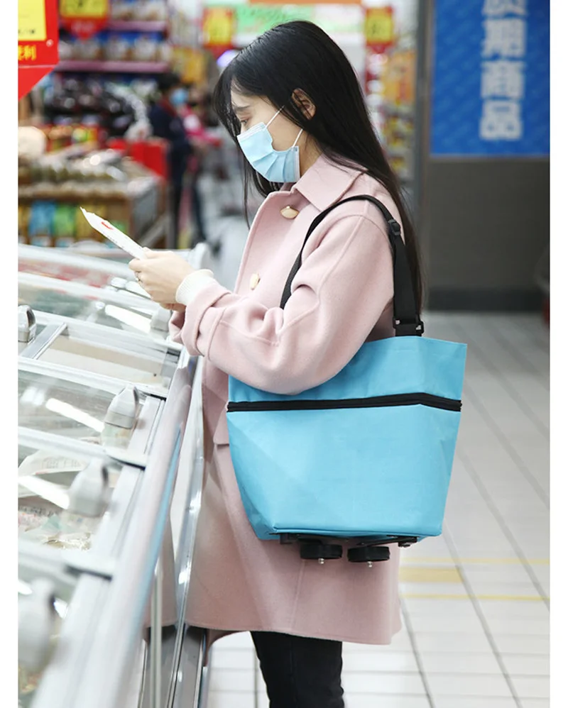 Folding Storage Bag High Capacity Shopping Food Organizer Trolley Bag On Wheels Bags Portable Shopping Bags Buy Vegetables Bags