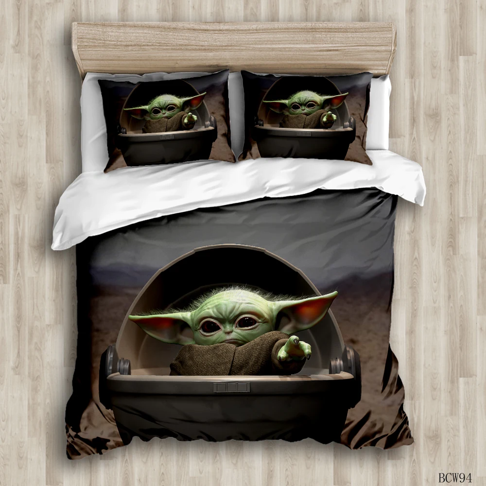 DIY Star Wars Baby Yoda Bedding Set 3D Home Textile Quality Qualified Cotton Single Queen Bedding Set Duvet Cover PillowCases DIY Star Wars Baby Yoda Bedding Set 3D Home Textile Quality Qualified Cotton Single Queen Bedding Set Duvet Cover PillowCases