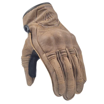 

Willbros Dark Brown Vintage Motorcycle Men's Retro Leather Gloves For Street Motorbike Bike Touring Touch Screen Gloves