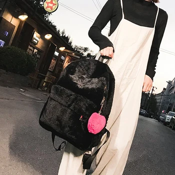 

Plush Backpack High Quality Small Fresh Exquisite Woman Bags Mochilas Mujer Solid Color Large Capacity Girls Travel Backpacks