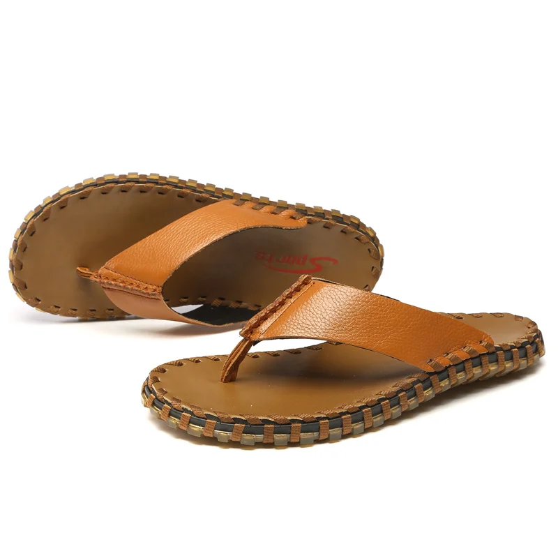 Мужские спортивные кожаные шлепанцы hombre sliffen slipers Man chancla резиновые Вьетнамки не