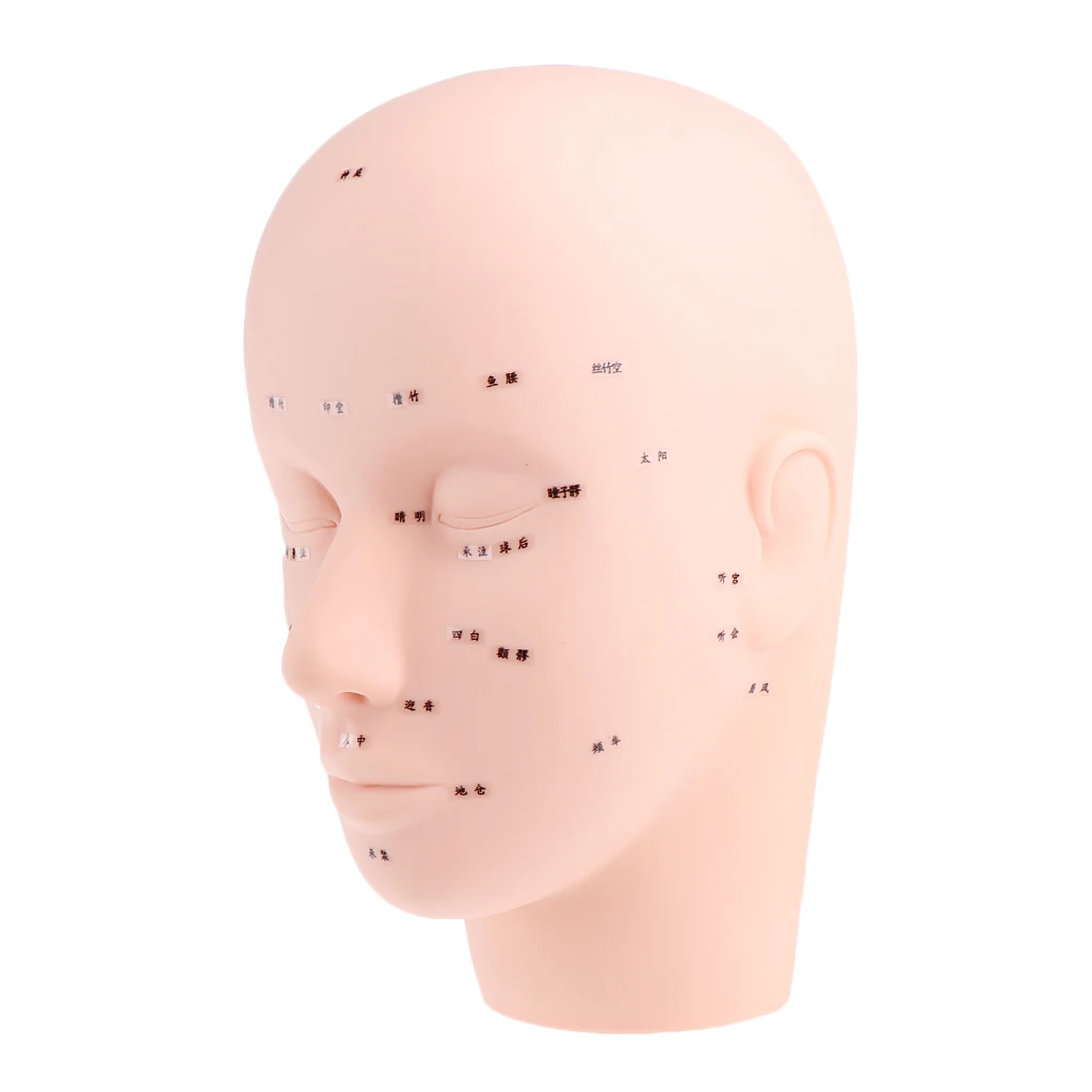 Massage Training Mannequin Makeup Head Manikin Face with Acupuncture Points for Eyelash Lip Extension Practice Model Soft PVC