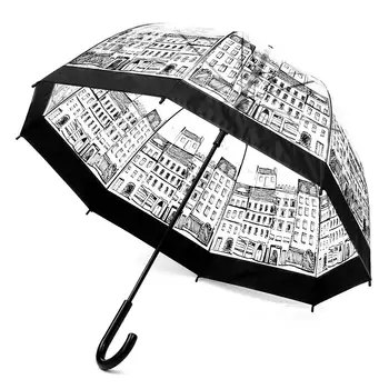 

New Hot Fashion Durable Transparent Long Handle Lady Transparent Umbrellas Outdoor Lace Girl House Creatives Elegant Umbrella