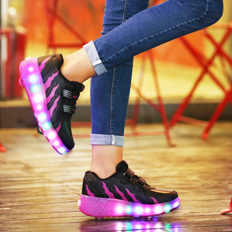 Roller Skates 2 Wheels Shoes Glowing Lighted Led Children Boys Girls Kids Fashion Luminous Sports Boots Casual Sneakers