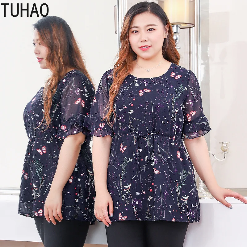Limited TUHAO High Quality Mother Womens Tops and Blouses Summer Plus Size 10XL 9XL 8XL Print Streetwear Pullover Tops Shirt BLOUSE 6xl