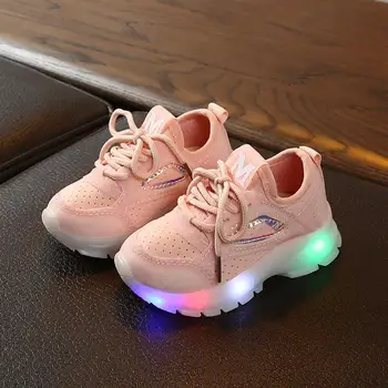 

Children Baby Girls Boys Breathable Mesh Led Luminous Sport Run Sneakers Shoes Light Glowing Luminous Sneakers for Girls