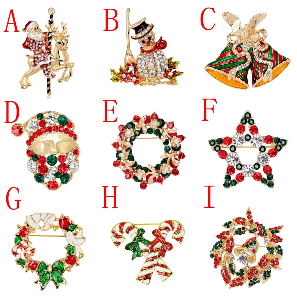 Креативные рождественские подарки Санта Клаус елки носки шляпа Стразы Броши