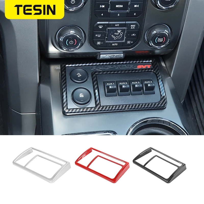 

TESIN Interior Accessories For Ford F150 Raptor Car AUX Control Panel Decoration Cover Stickers For Ford F150 Raptor 2009-2014