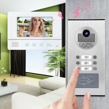 

7in 3 Monitors Video Doorbell Night Vision Visual Intercom Door Phone Home Access System 100-240V Door Control doorbell Kit
