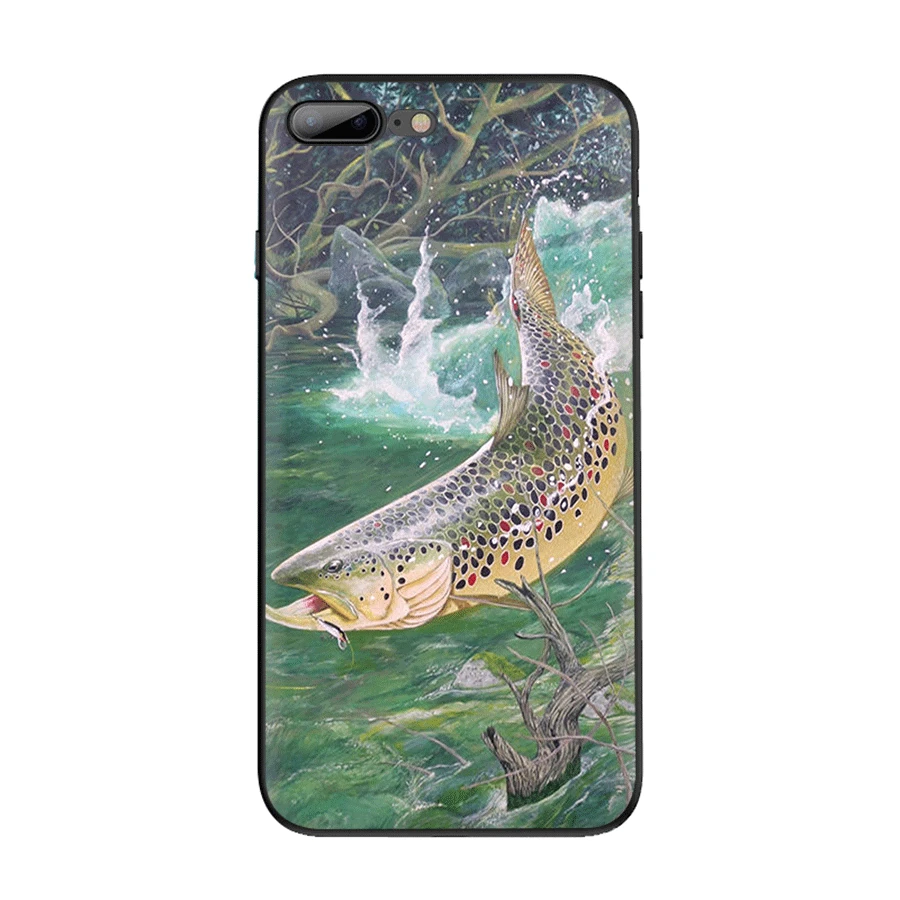 Мобильный чехол для телефона TPU для iPhone 11 Pro XR X XS Max iPhone 7 8 6 6s Plus 5 5S SE чехол панель с рисунком форели