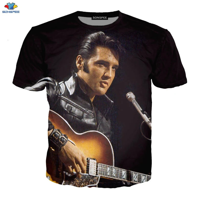 SONSPEE/новая популярная мужская футболка ELVIS Presley модная крутая с короткими