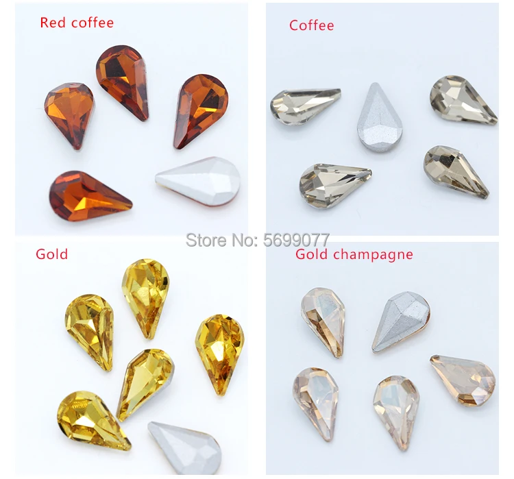 5–13 mm, alle Größen, 24 Farben, Kristall-Wassertropfen, Strass-Glassteine, Punkt für Hochzeitskleid, Schmuck, Nagelkunst, DIY-Dekorationen – Detail 9