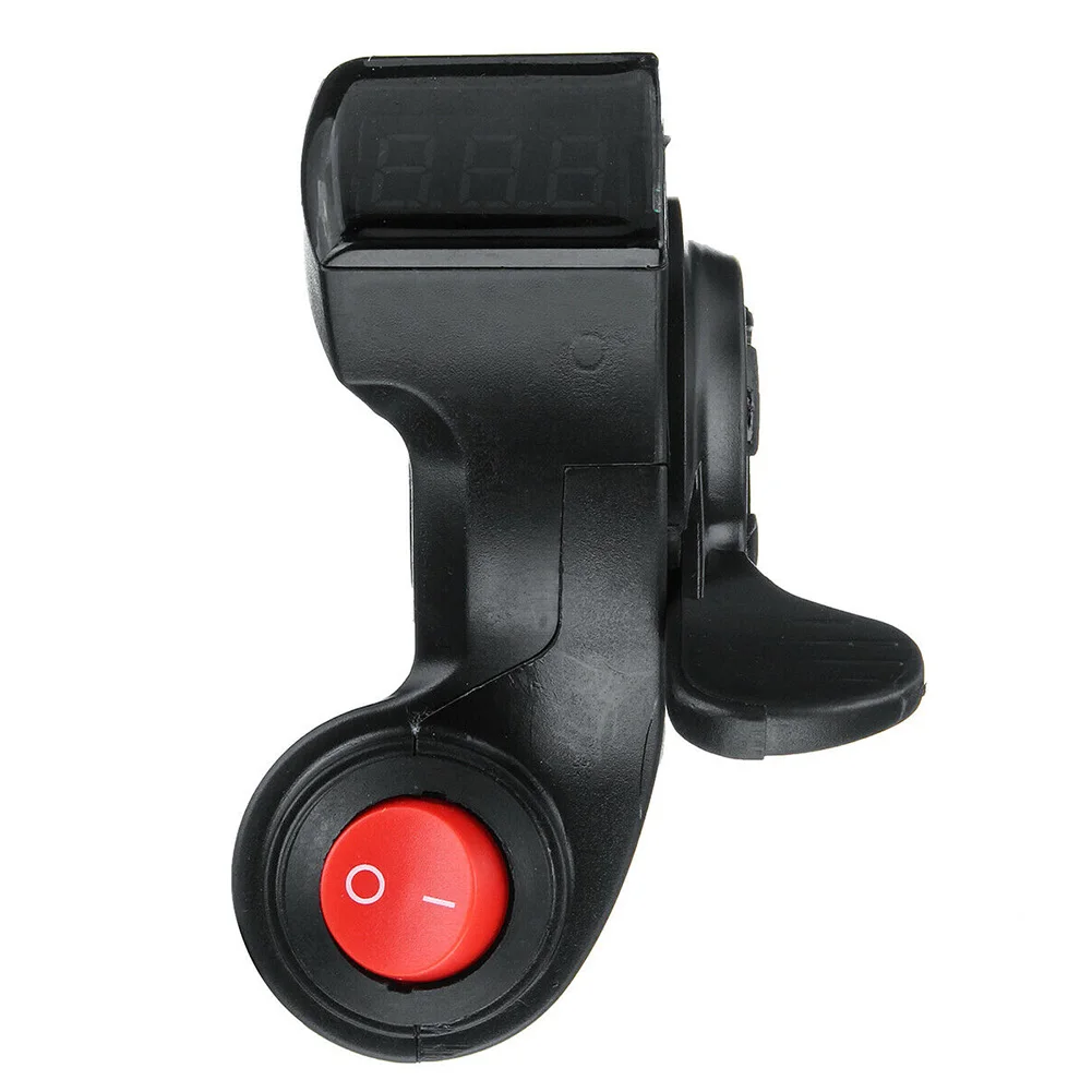 

Scooter Black With Power Switch Grips Universal Portable LED Display Durable Thumb Throttle 12V-72V Digital For Electric Bike