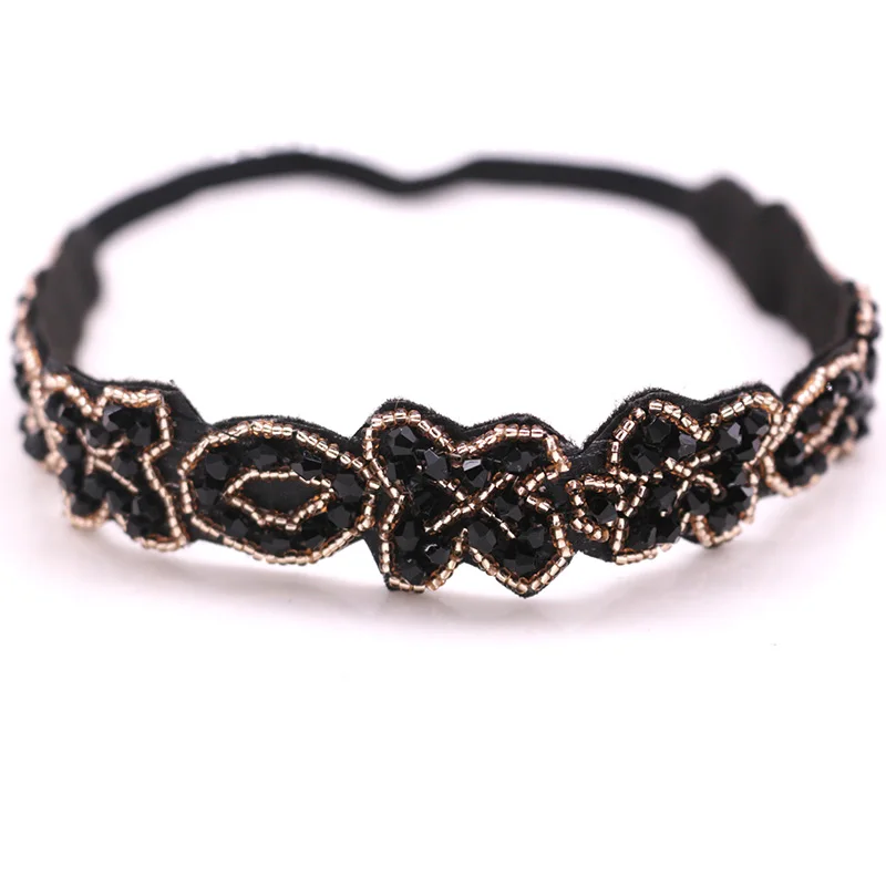 Ethnic Glass Beads Handmade Headband Pearl Rhinestone Customized Beaded Hairband For Women & Girls Hair Accessories