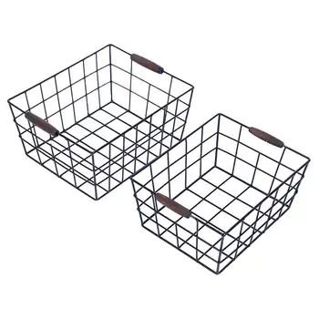 

2Pcs Metal Grid Basket Rectangular Sundries Basket Closet Basket Desktop Sundries Snacks Fruit Storage Basket(Random Color)