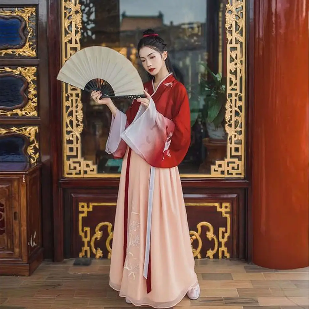 Hanfu Женские китайские народные танцевальные костюмы восточный Азиатский