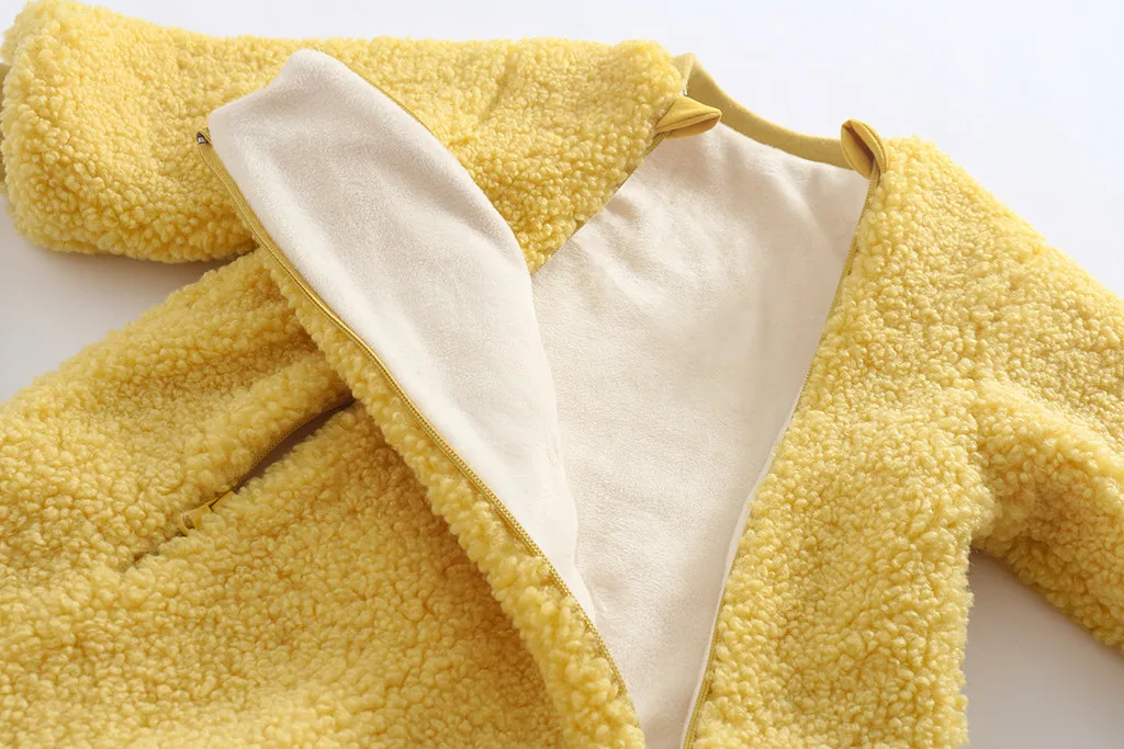 Одежда для маленьких девочек и мальчиков однотонная на молнии с принтом «Медведь», теплые толстые комбинезоны детские одежда; зимние плотные бархатные теплые комбинезон