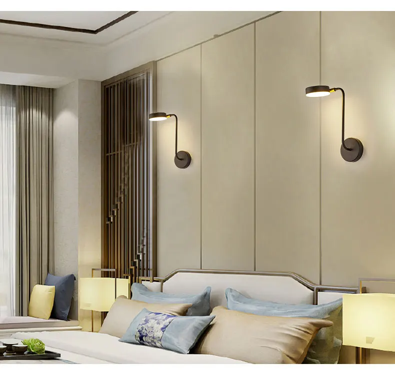 7 Вт современный светодиодный настенный светильник для дома, спальни, гостиной, столовой, прикроватной комнаты, ванной комнаты, настенный светильник, золотой и черный, 110 В, 220 В, яркий