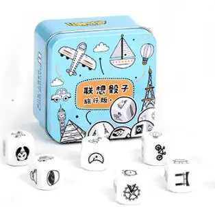 Говорящая история игральные кости обучающая игрушка металлическая коробка/сумка английские правила Семья/родители/вечерние забавные Imagine образовательные игрушки для детей - Цвет: travel