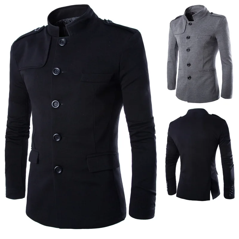 

18 New Style Elegant Type Overcoat Fashion Stand Collar Large Grain Snap Button Trench Coat Suit Dustproof Bag Slim Fit Rome Sun