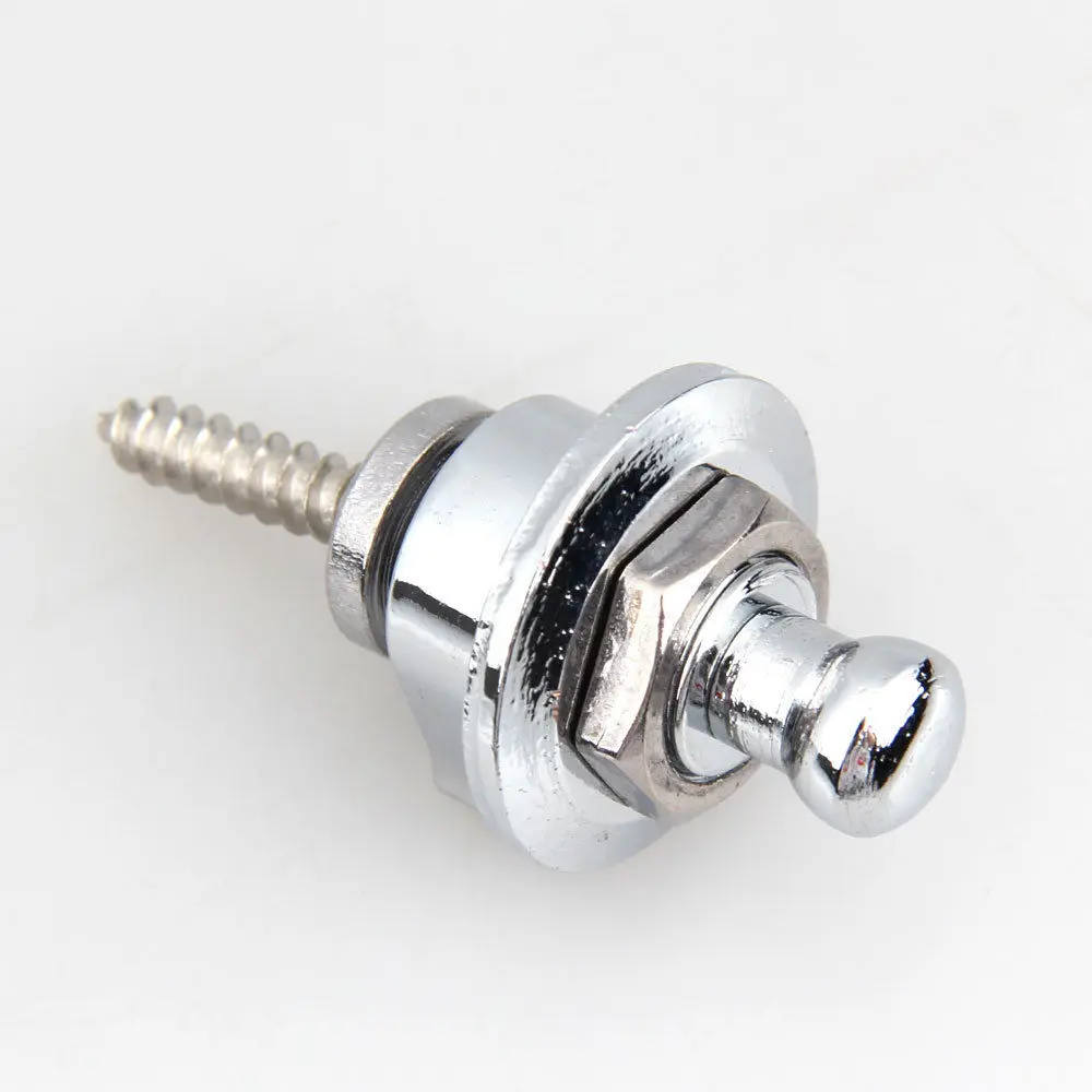 2x 2x Electric Bass Guitar Round Head Skidproof Strap Locks StrapLocks Silver