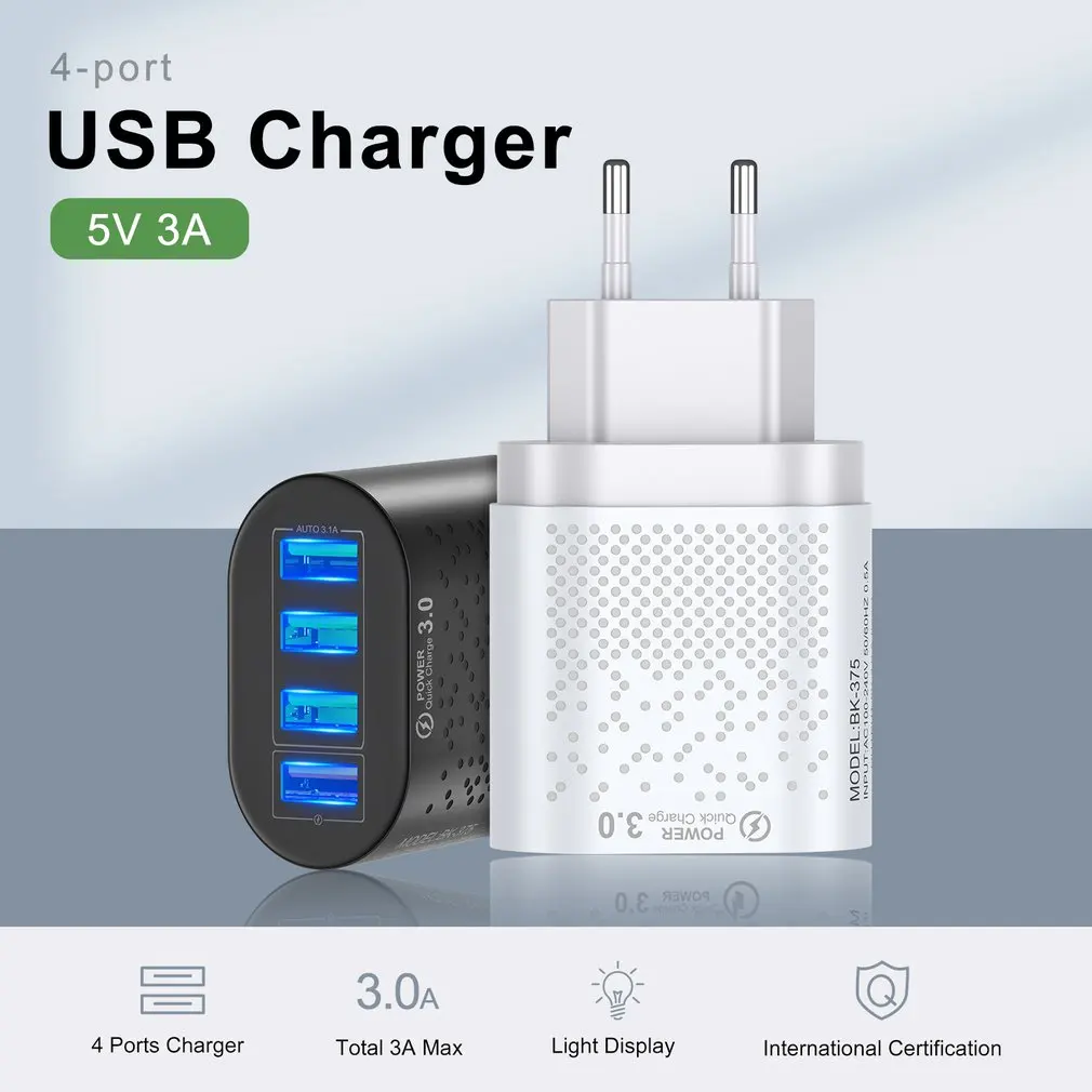 USB Charger 48W EU/US Phone Charger Quick Charge 3.0 For iPhone 12 11 3A Fast Chargeing For Xiaomi Mobile Phone Charger baseus 65w