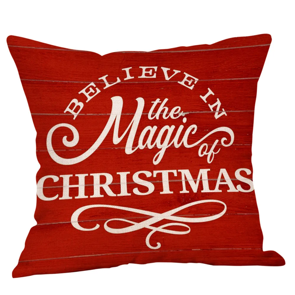 Счастливая Рождественская Подушка, чехлы на Рождество с буквенным принтом, льняные наволочки для дивана, наволочка для подушки, домашний декор, наволочка Squre