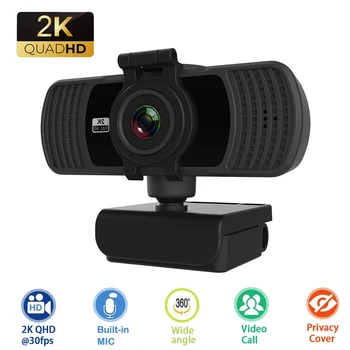 

Auto Focusing HD Webcam 2K 4MP 30fps Camera With Microphone Live Broadcast 360 Rotatable Privacy Cover For PC Laptop Computer
