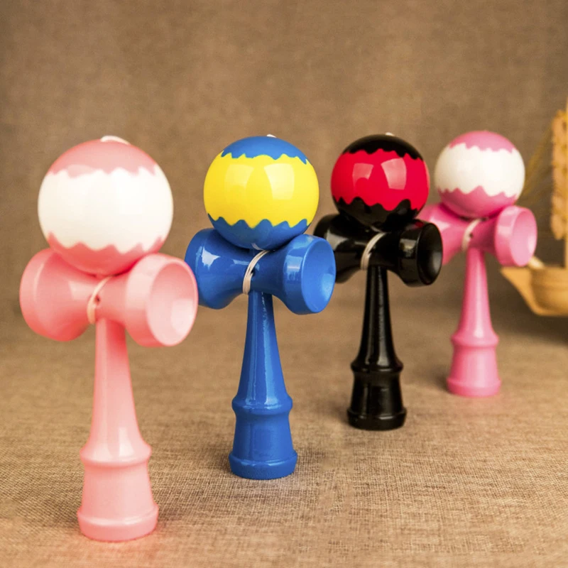 1 PC Random Color G Kendama 18 см полная трещина PU краска деревянный шар Kendama умелое жонглирование мяч игра игрушка Спорт на открытом воздухе - Цвет: 1 PC Random Color G