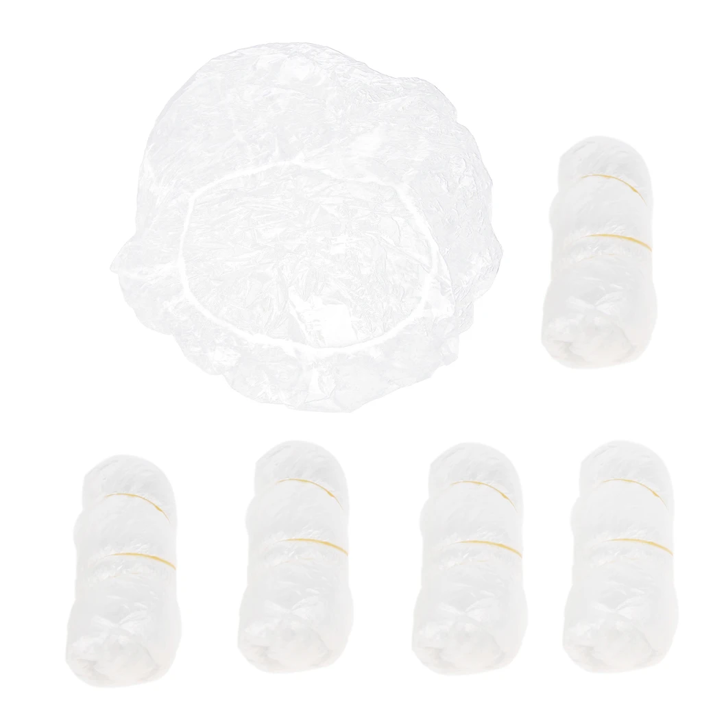 50 Pieces Disposable Shower Caps - Clear Waterproof Plastic Hair Caps for Women Hair Spa Salon Hotel Travel