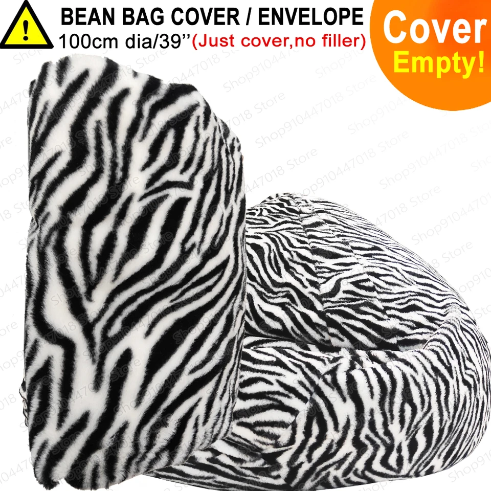 Dropshipping Adults Kids Cute Fluffy Zebra Fur Bean Bag Sofa Slipcover  Envelope No Filler Floor Seat Washable Big Beanbag Chair - AliExpress 1503, image size:960x960