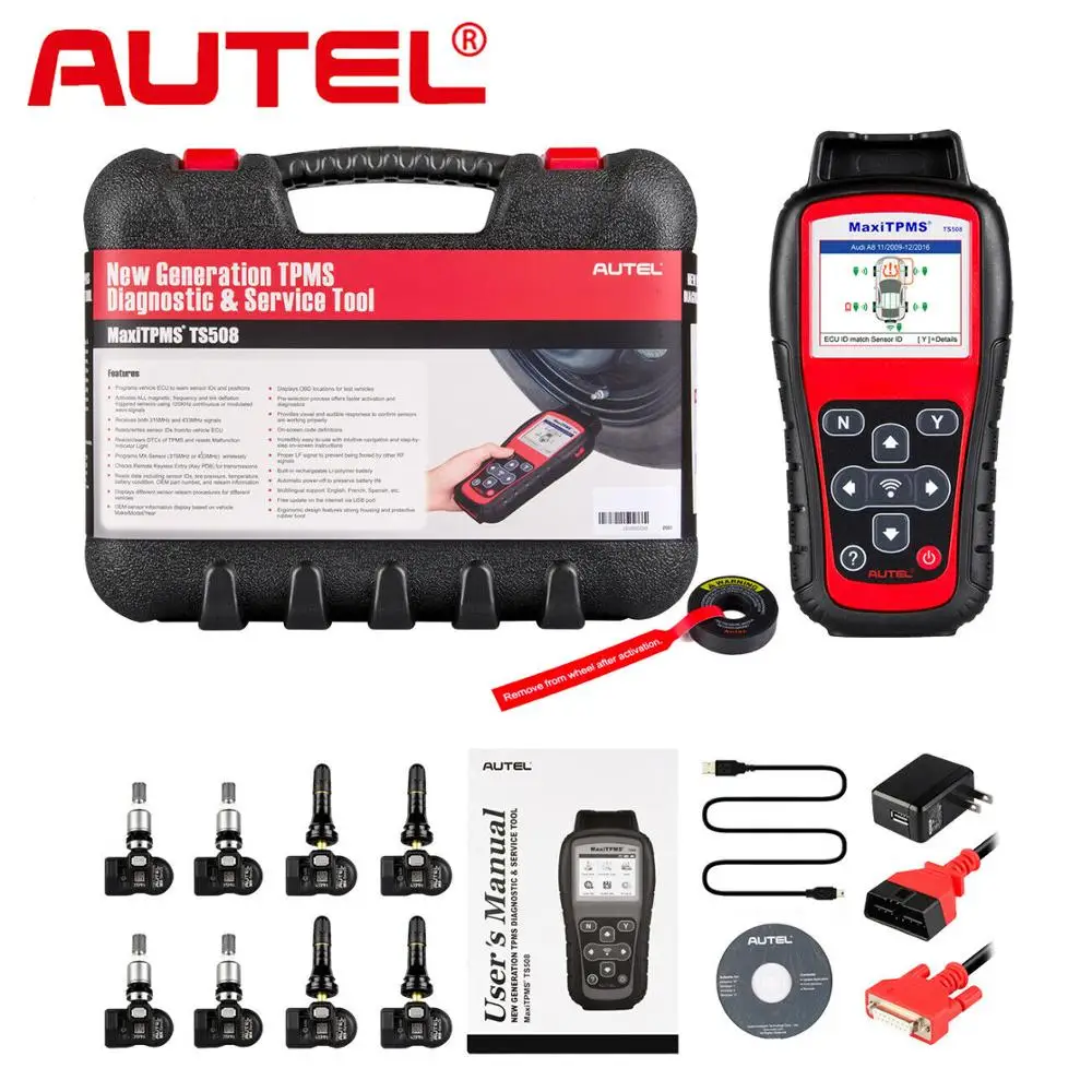 Диагностический сканер Autel TS508K OBD2 4 шт. 315 МГц 433 МГц|Тестеры давления и вакуумные