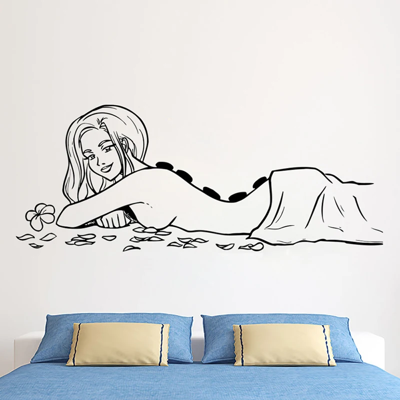 Spa Salon Wall Vinyl Sticker Room Design Pattern Beauty Thai Massage Relax Girl Professional Foot Store Wallpaper M238 | Дом и сад