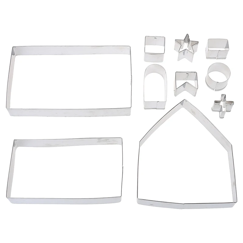 

Stainless Steel 3D Gingerbread house Christmas Scenario Cookie Cutters Set Biscuit Mold Fondant Cutter Baking Tool 10pcs