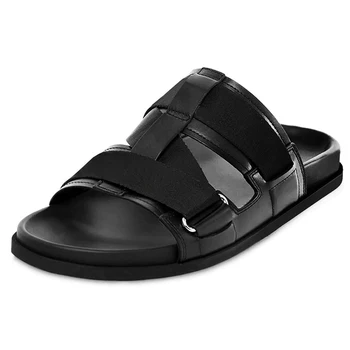 

Slippers Mens Summer High Quality Genuine Leather Sandals Men Fashion Breathable Flat Beach Slippers Flip Flops casual Shoes