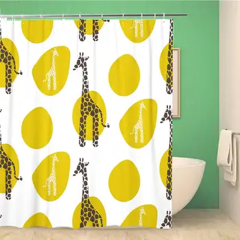 

Bathroom Shower Curtain Giraffe Brown and White Safari Wild Animal Green Spots 72x72 inches Waterproof Bath Curtain Set with