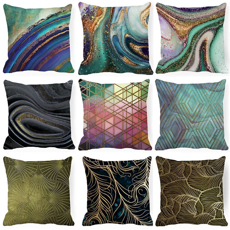 

Soft Pillowcase With Geometric Square Cushion Cover Home Decor Colorful Pillowcase Simple Style Sofa Chair Throw Pillow Cover
