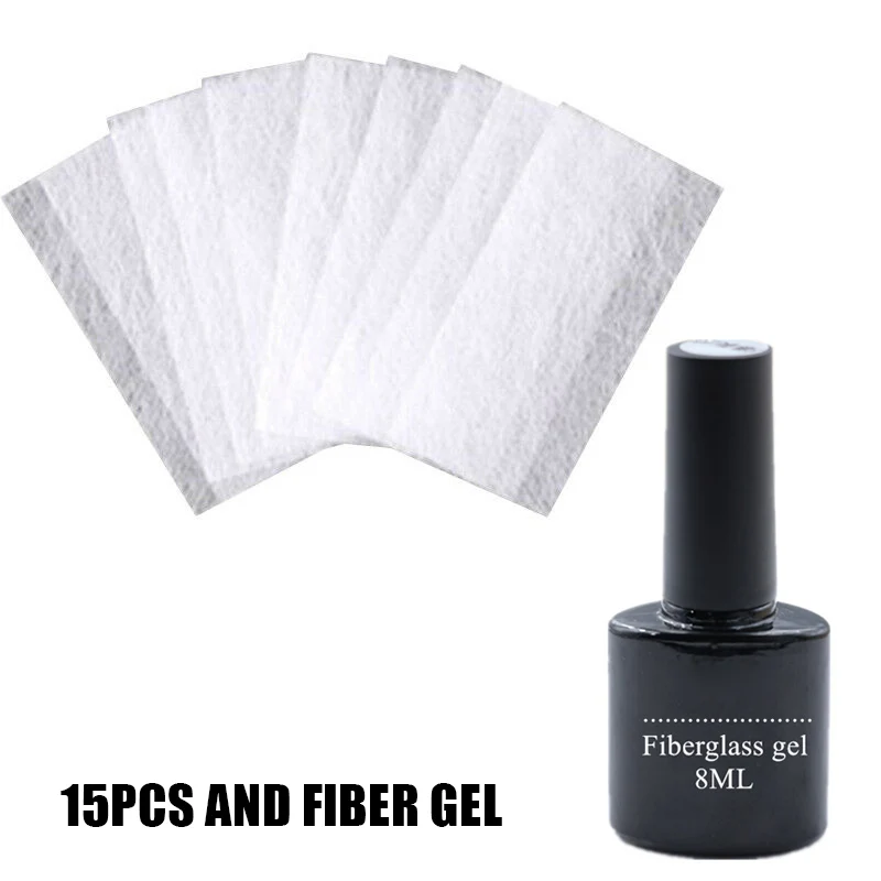 Nail Care Fiberglass Silk Nails Wrap Stickers for Gel Extension Nail Art Manicure Tools OA66 - Цвет: 15pcs nail extension