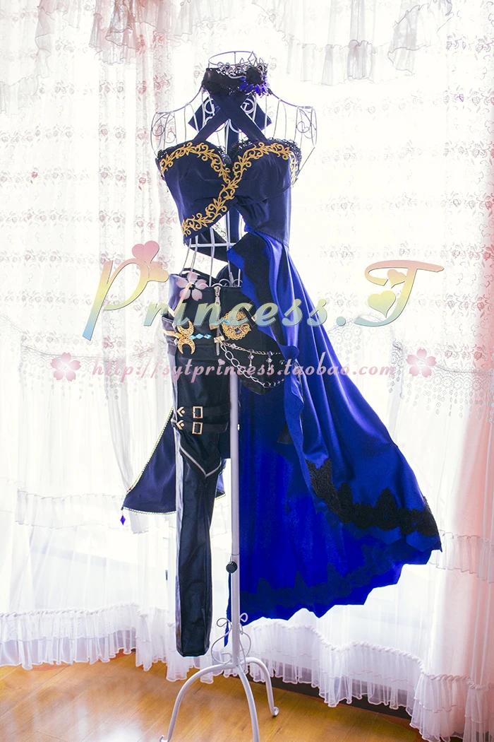 

Anime THE IDOLM STER Kanade Hayami Blue Dress Clothes + pants + ACC + gloves + socks Cosplay Costume Halloween Free Shipping