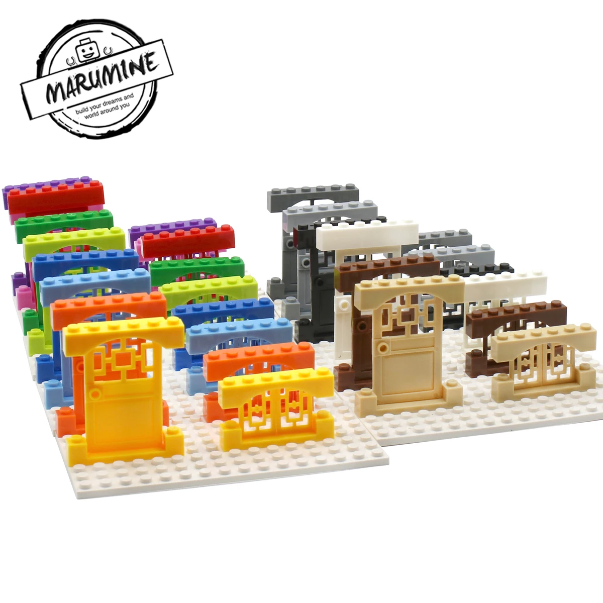 

MARUMINE Door 1x4x6 Window And frame 4*3 Building Blocks City Part Classic Bricks Construction Educational Toys